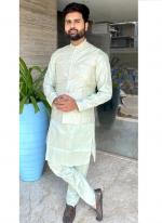 Banglori Silk Light Green Traditional Wear Sequins Work Readymade Kurta Pyjama